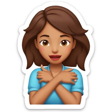 arms crossed holding neck with tongue out winking brown girl sticker