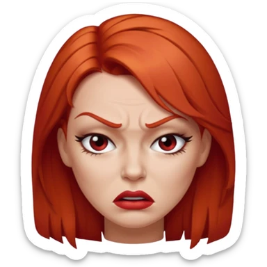 mujer pelirroja con los ojos y los labios maquillados enojada sticker