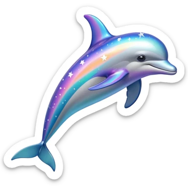 Colorful streaked Dolphin with silver stars sticker