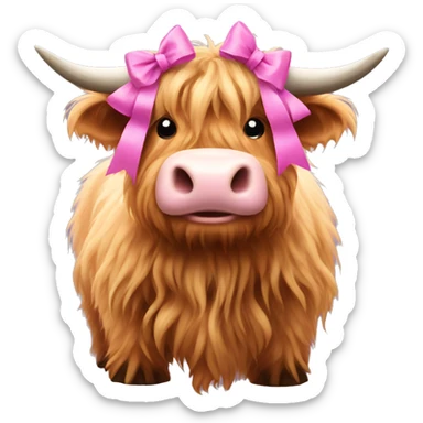 Highland cow with a pink bow sticker