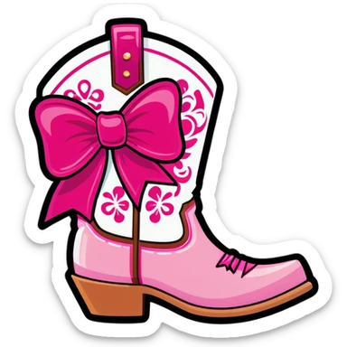 Glamorous Western boots with pink bow sticker