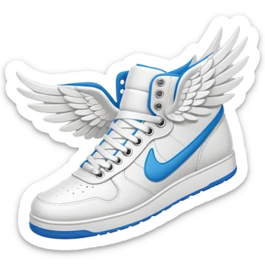 white winged sneakers mid air sticker