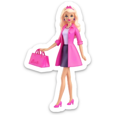 Barbie doll with pink accessories sticker