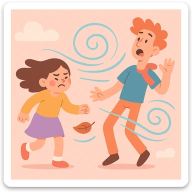 wind stylized as a swirling breeze in a soft pastel cartoon style sticker