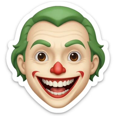 Joker face with big smile and only one tooth sticker
