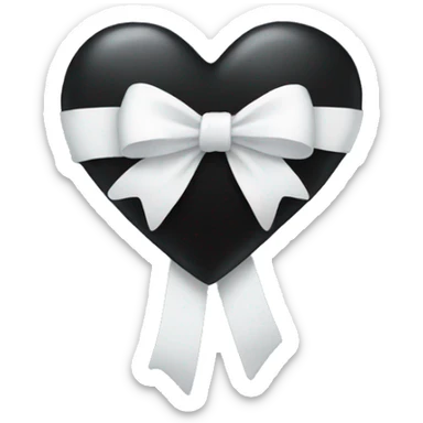 black heart with white bow sticker
