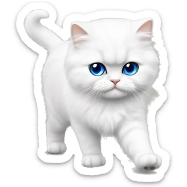 White persian cat whit blue eyes kitten walking  sticker