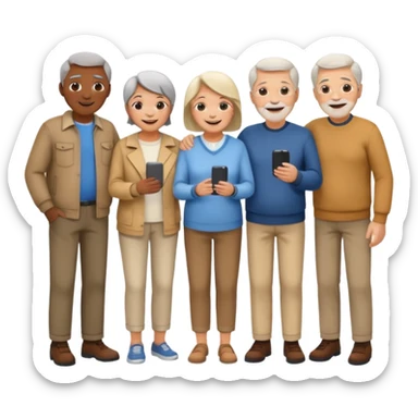 A large crowd of adults and seniors in casual clothing at an afterwork meeting sticker