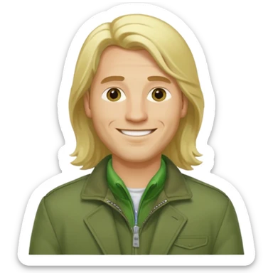 james silent hill a man with blonde long  hair and green jacket sticker