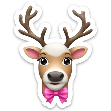 Reindeer with a pink bow sticker