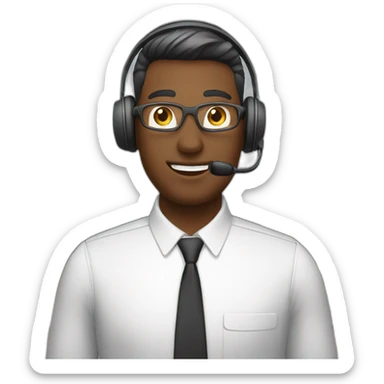 customer service man with headset X emoji too ho sticker
