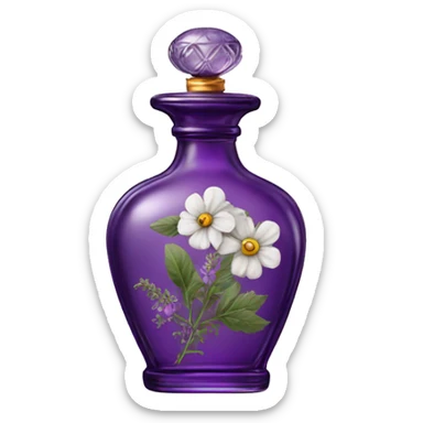 Purple old Antique oil perfume bottle with herbal and flowers sticker