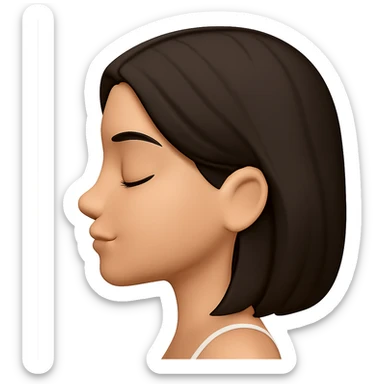 Create a side profile view of this girl's head in Apple emoji style with eyes closed, relaxed and content expression. The image should have a 3D look with soft shading and a transparent background, capturing the essence of Apple style emojis. sticker
