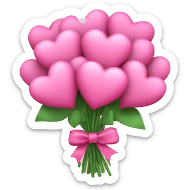 Bouquet of pink hearts with a bow sticker