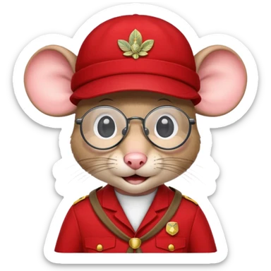 humaniod mice with a scout hat with glasses red uniform sticker