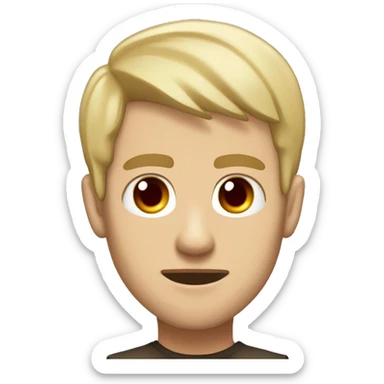 A man, with sharp dark red eyes and flowing blond short hair, eyes piercing straight ahead, mouth slightly turned up, have the spirit of overlord sticker