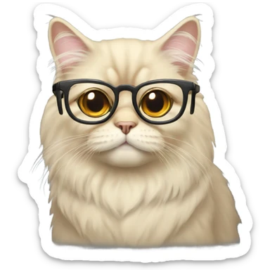 beige persian cat with reading glasses sticker