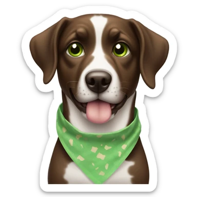A black and brown winner dog with green eyes with ice cream  sticker