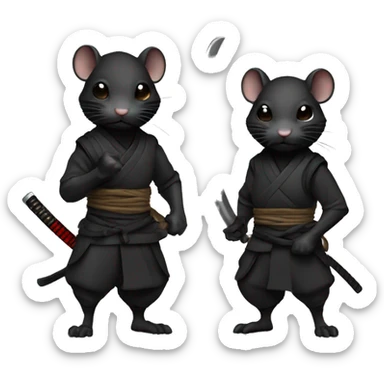 ninja black skin adult rat with katana sticker