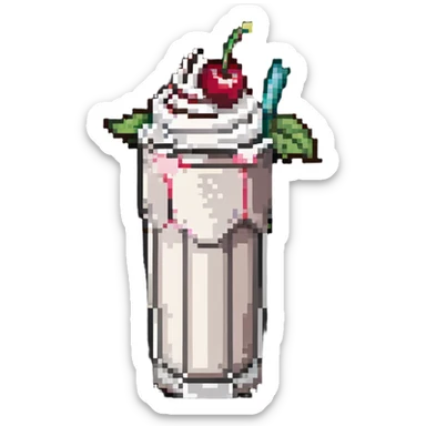 milkshake with whipped cream and cherry sticker