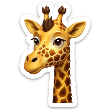 Cinematic Comical Giraffe Portrait Emoji, Head tilted dramatically with an exaggeratedly amused expression, featuring a striking, patterned Fur with playful patches and a long, quirky neck, wide, expressive eyes filled with playful disbelief, Simplified yet hilariously expressive features, highly detailed, glowing with a slightly sassy glow, high shine, dramatic yet playful, stylized with an air of cheeky mischief, bright and endearing, soft glowing outline, capturing the essence of a spirited and over-the-top giraffe, so meme-worthy it feels like it could tower its way into internet fame instantly! sticker