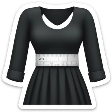 black dress with a white measuring tape around waist sticker
