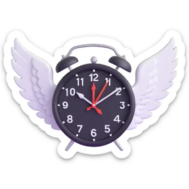 clock with angel wings sticker