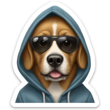 Dog with sunglasses and a hoodie o sticker