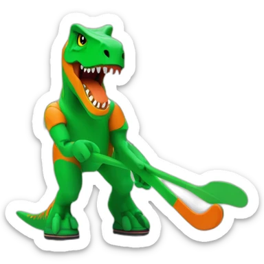 T-rex street hockey fun green orange LP sticker