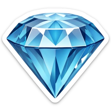 blue diamond gem broken cleanly in half with crystal fracture pattern sticker