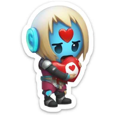 Nexon Crazy Arcade Dao holding a heart sticker