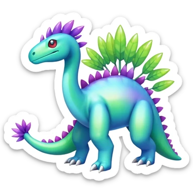 Shiny Colorful Iridescent Meganium-Amaura-fakemon (full body) sticker