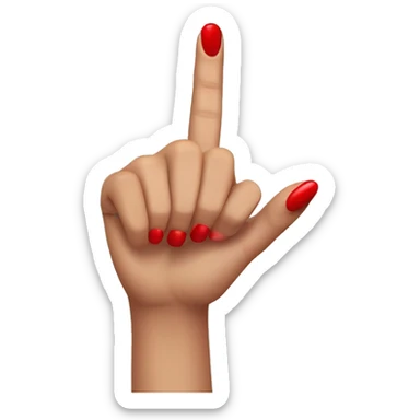 woman hand pointing index finger, red nail varnish. top of the hand is showing directly from above.no other finger nail is showing. sticker