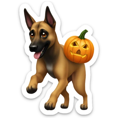 malinois run pumpkin scary spooky halloween sticker