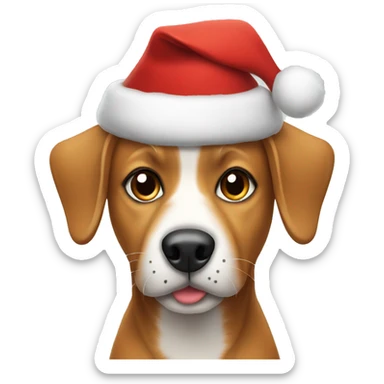 Dog wearing a Christmas hat  sticker