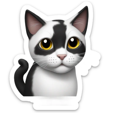 white black cat with white in the end of tail sticker