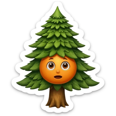 sapin avec deux gros yeux orange, pas de bouche sticker