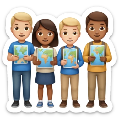 children Holding Maps sticker