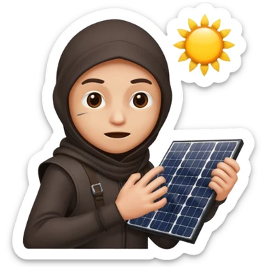 A thief is steal a solar panel sticker