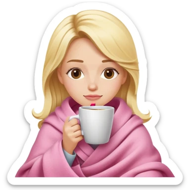 Blonde coffee wrapped in pink blanket sticker