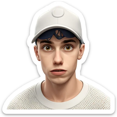 boy in baseball cap portrait sticker