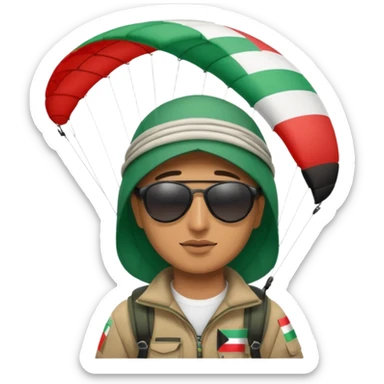 a palestinian flag paraglider, respect scrupulously the correct shapes and colours of the palestinian flag, try again sticker