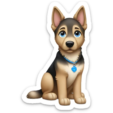 german shepherd with white brunette girl with blue eyes sticker