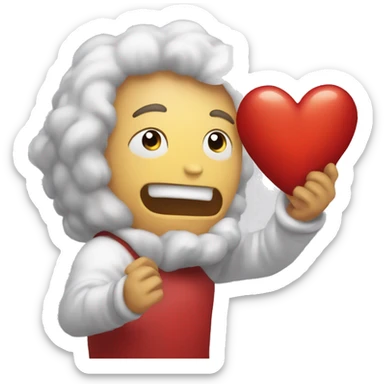 Manos de corazon y emoji casi llorando sticker