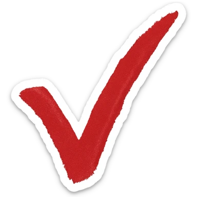 Isolate and keep only the red checkmark in a torn calligraphic style with a transparent background, 512x512px. sticker