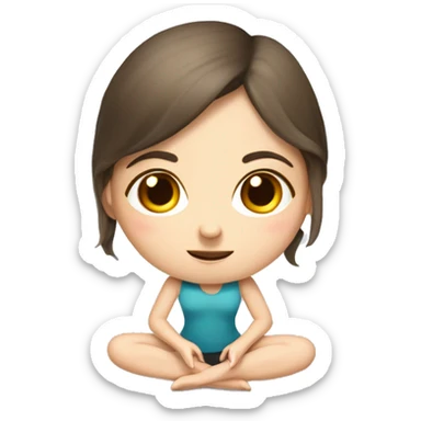 White girl brunette hair in Malasana yoga sticker