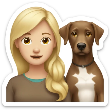 Blond girl and brown Labrador  sticker