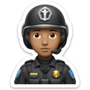 Futuristic black man cop sticker