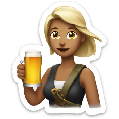 woman holding a beer  sticker