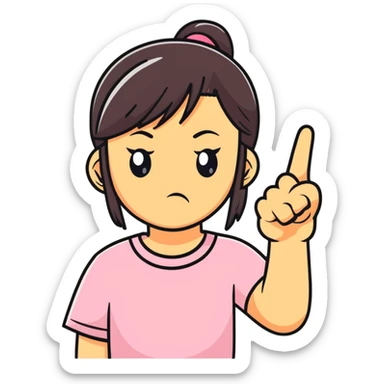 girl sticking up middle finger sticker